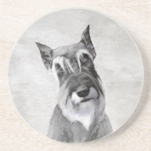 Dessous De Verre En Grès Schnauzer (Giant) Peinture - Chien Art