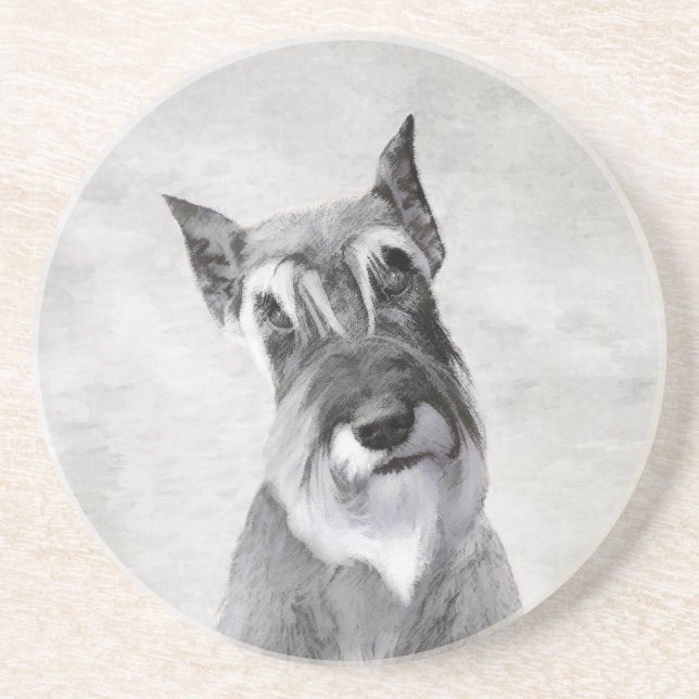 Dessous De Verre En Grès Schnauzer (Giant) Peinture - Chien Art (Devant)