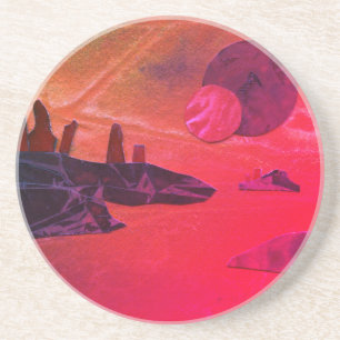 Dessous De Verre En Grès Sci-Fi "Seas of Fire" en lave moulée monde alien C