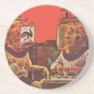 Dessous De Verre En Grès Science-fiction vintage, casques Alien Steam Punk