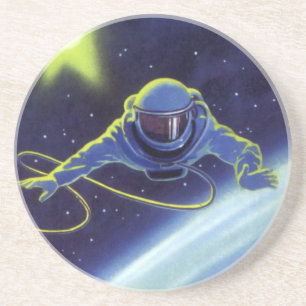 Dessous De Verre En Grès Science-fiction vintage d'un astronaute en sortie 