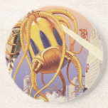 Dessous De Verre En Grès Science-fiction vintage Invasion de guerre Alien O<br><div class="desc">Image de science-fiction d'aliens et de robots d'illustration vintage montrant une grande pieuvre alien futuriste comme un monstre envahissant une ville et prenant un bus plein de gens. Un design de bande dessinée rétro science fi avec une créature détruisant une métropole du futur et les gens tombent du bus vers...</div>