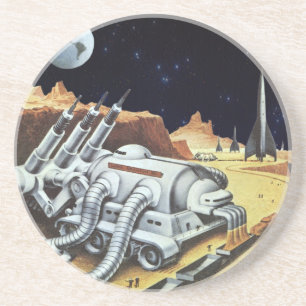 Dessous De Verre En Grès Science-fiction vintage, Station spatiale sur la L