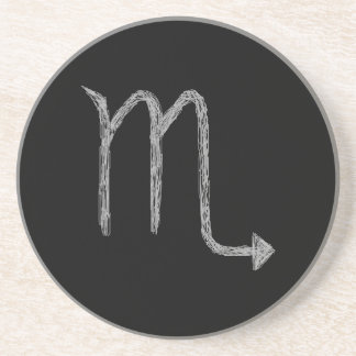 Dessous De Verre En Grès Scorpion. Signe d'astrologie de zodiaque. Noir