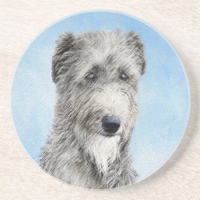 Dessous De Verre En Grès Scottish Deerhound Peinture - Cute Original Chien  (Devant)