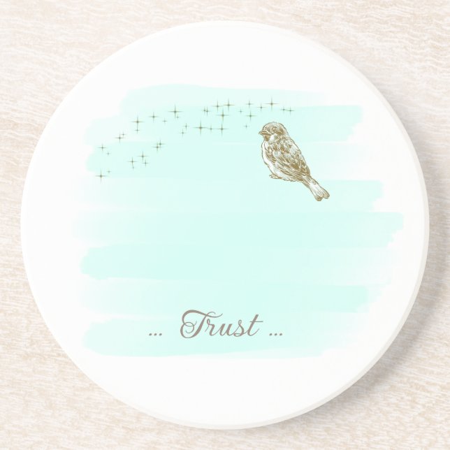 Dessous de verre en grès scripturaire et oiseaux A (Devant)