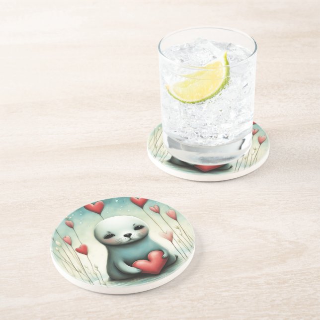 Dessous De Verre En Grès Sealion Love 1 (Côté)