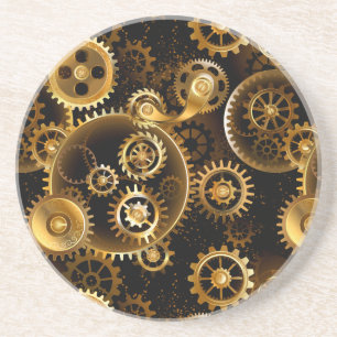 Dessous De Verre En Grès Seamless Steampunk Brass Gears