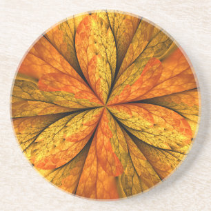Dessous De Verre En Grès Sensation d'automne, Fleur Abstraite fractale mode