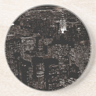 Dessous De Verre En Grès Sepia New York City Night Skyline