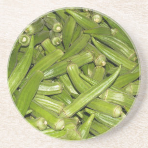 Dessous De Verre En Grès Série agricole — Okra vert frais—Dessous de v