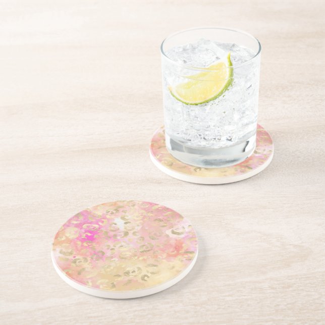 Dessous De Verre En Grès Série de design peinture léopard 5    (Côté)