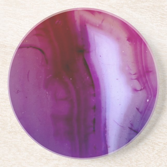 Dessous De Verre En Grès Série Gemstone - Agate en violet 2 (Devant)