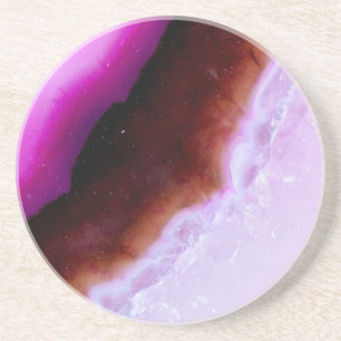 Dessous De Verre En Grès Série Gemstone - Agneau Violet Avec Quartz