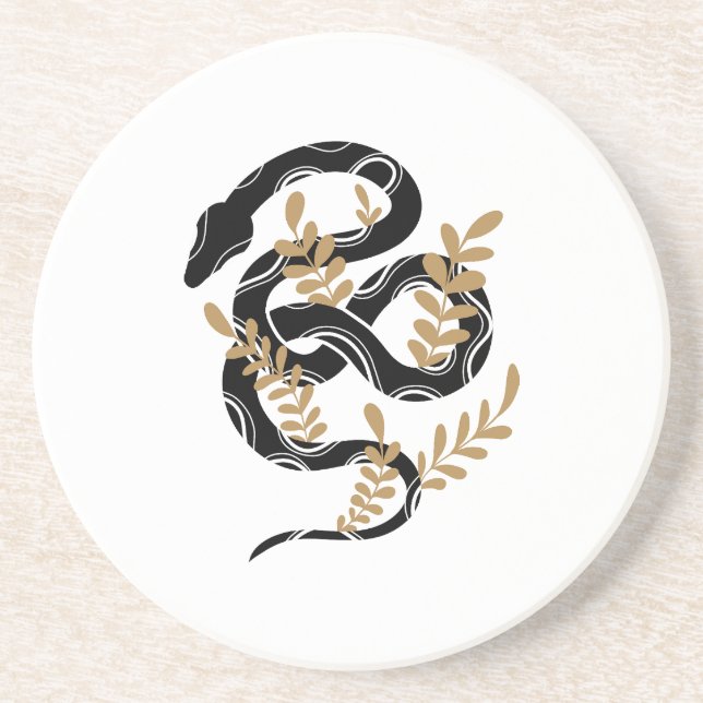 Dessous De Verre En Grès Serpent avec plantes (Devant)