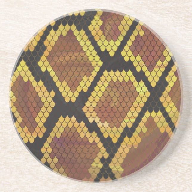Dessous De Verre En Grès Serpent Brun et Imprimé Doré (Devant)
