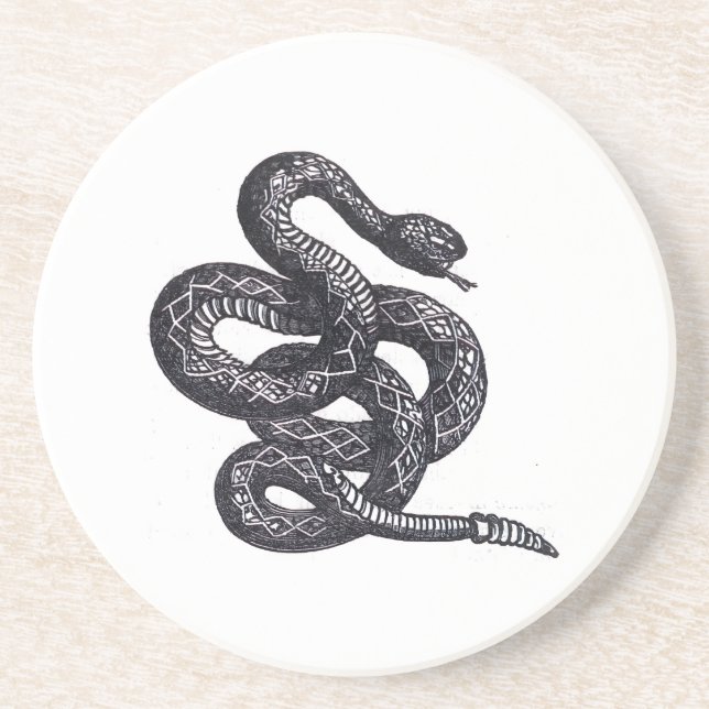 Dessous De Verre En Grès Serpent Crotalus Cascavella (Vipère à Piton Venime (Devant)