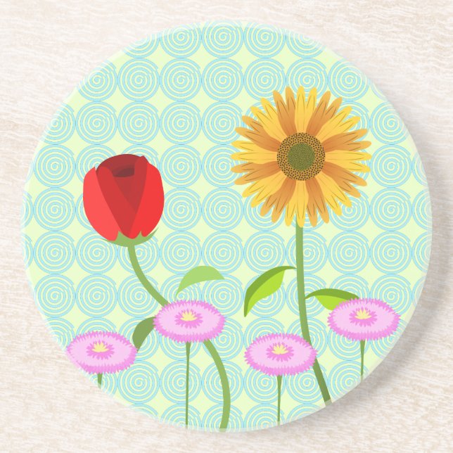 Dessous De Verre En Grès serviettes fleurs pour la collection anniversaire  (Devant)