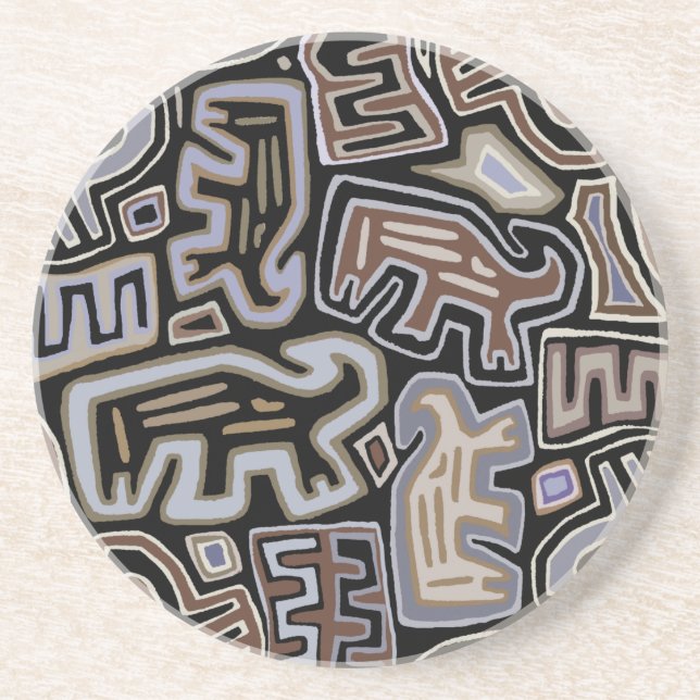 Dessous De Verre En Grès Shaman Peyote Serpent spirituels rituels (Devant)