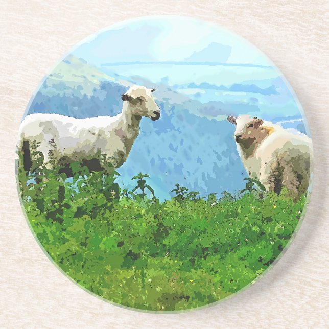 DESSOUS DE VERRE EN GRÈS SHEEP DE MONTAGNE (Devant)