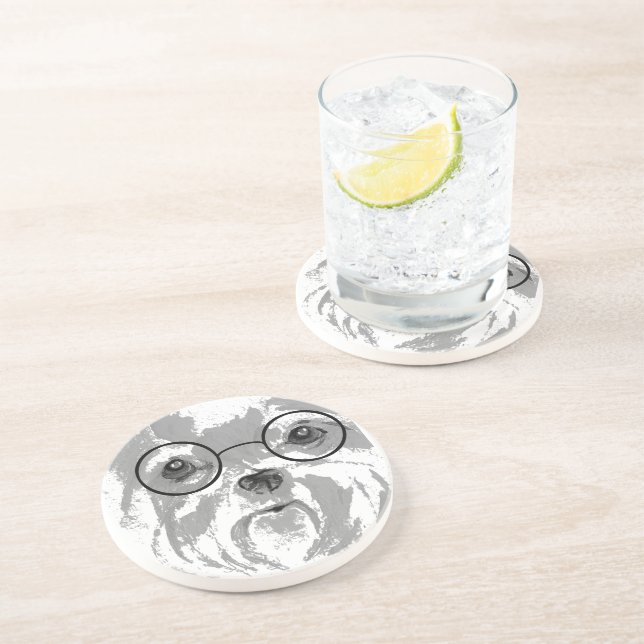 Dessous De Verre En Grès Shih Tzu dans les lunettes (Côté)