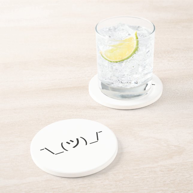 Dessous De Verre En Grès Shrug Emoticon —\_(ツ)_/ Afficher le Kaomoji japona (Côté)