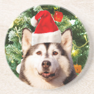 Dessous De Verre En Grès Sibérie Husky Arbre de Noël Ornements Snowman