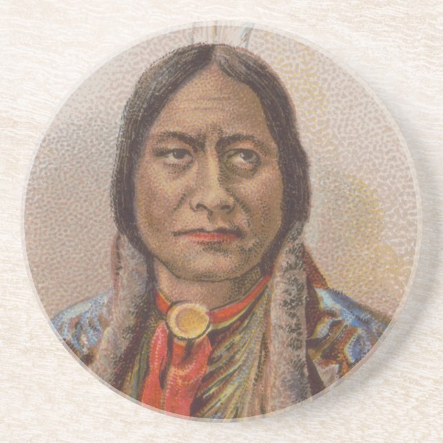 Dessous De Verre En Grès Signaux de fumée : Lakota Indian Chief Sitting Bul (Devant)
