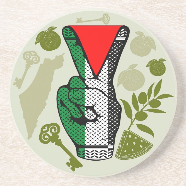 Dessous De Verre En Grès Signe de victoire à la main Résistance Symbole du  (Devant)