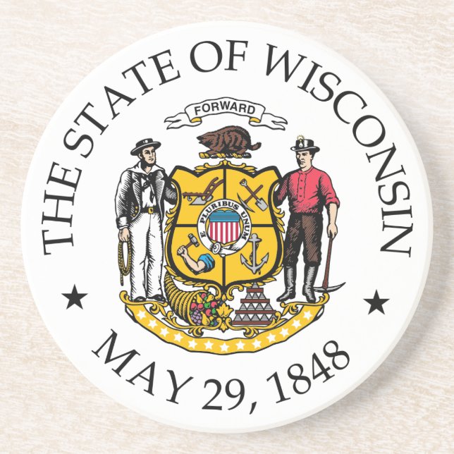 Dessous De Verre En Grès signe du Wisconsin (Devant)