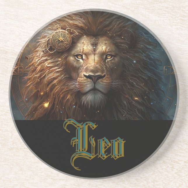 Dessous De Verre En Grès Signe du zodiaque Lion (Devant)