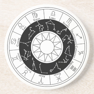 Dessous De Verre En Grès Signes zodiaques Cercle noir et blanc
