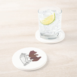 Dessous De Verre En Grès Silhouette à la main Cube d'ours Brown