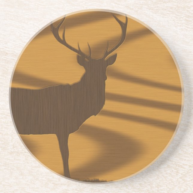 Dessous De Verre En Grès Silhouette Big Buck en bois (Devant)