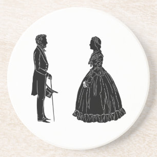Dessous De Verre En Grès silhouette d'abraham lincoln et de mary todd linco
