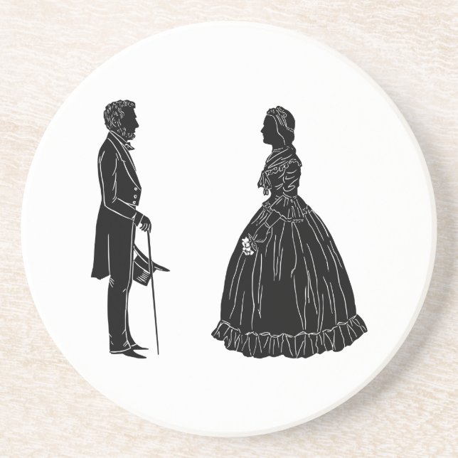 Dessous De Verre En Grès silhouette d'abraham lincoln et de mary todd linco (Devant)
