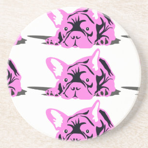 Dessous De Verre En Grès Silhouette de Bouledogue Français
