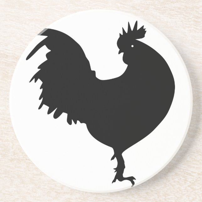 Dessous De Verre En Grès Silhouette de coq (Devant)
