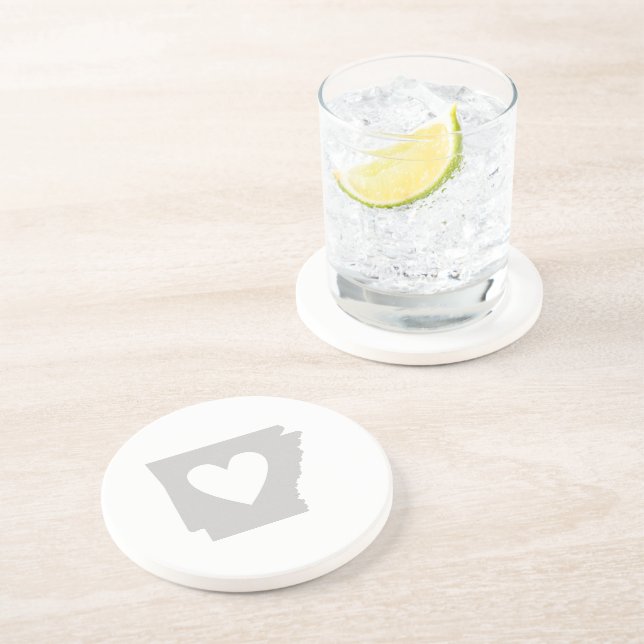 Dessous De Verre En Grès Silhouette de l'état de Heart Arkansas (Côté)