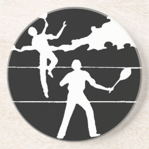 Dessous De Verre En Grès Silhouette De Tennis Rétro