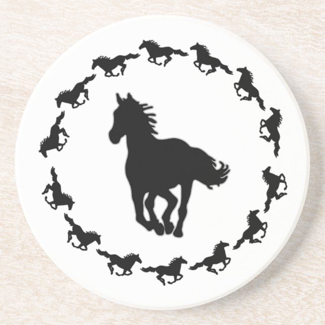 Dessous De Verre En Grès Silhouette Design Cheval (Devant)
