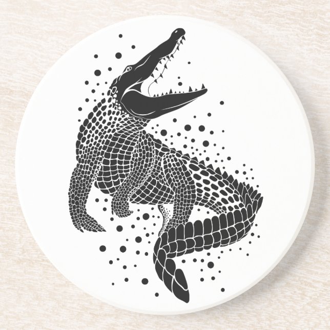 Dessous De Verre En Grès Silhouette noire d'un crocodile (Devant)