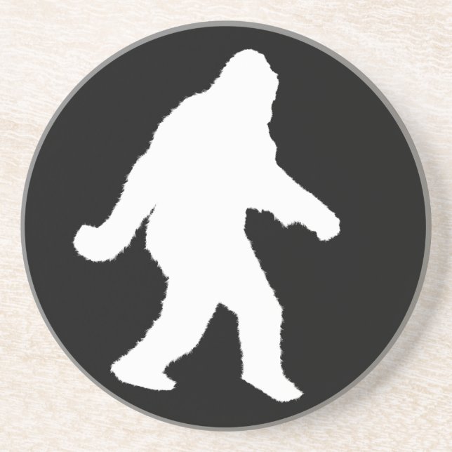 Dessous De Verre En Grès Silhouette Sasquatch Blanc Pour Arrière - plans So (Devant)