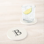 Dessous De Verre En Grès Simple Crème & Noir Monogramme Crème<br><div class="desc">Crème et noir Monogramme  fond crème dessous de verre en pierre.  Cadeau monogramme.</div>