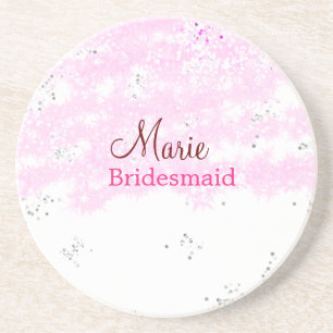 Dessous De Verre En Grès simple minimal ajouter nom monogramme rose demoise