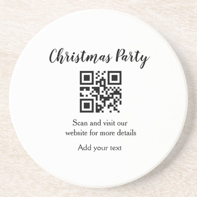 Dessous De Verre En Grès Simple noël fête site code barre QR ajouter nom (Devant)