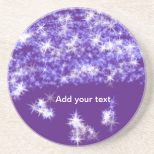 Dessous De Verre En Grès Simple pailleté violet scintillement étoiles ajout