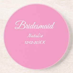 Dessous De Verre En Grès Simple texte minimal rose demoiselle d'honneur ajo