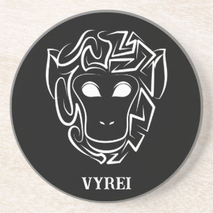 Dessous De Verre En Grès Singe tribal noir et blanc