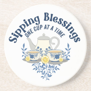 Dessous De Verre En Grès Sipping Blessures une tasse à la fois